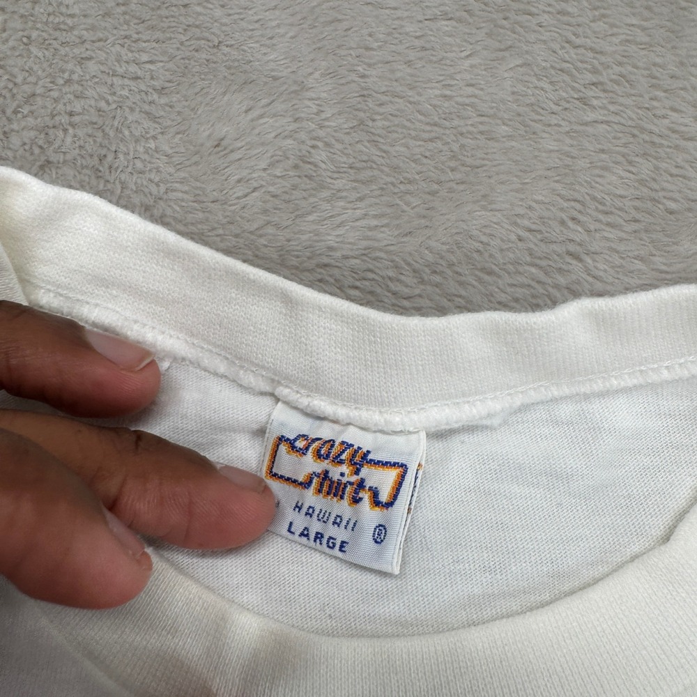 Vintage 90s Crazy Shirts B Kliban Hawaii Volleyball Shirt Mens Large White USA - Picture 4 of 8